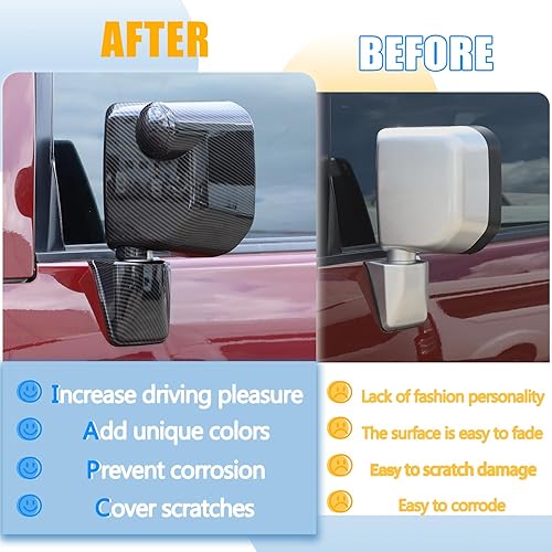 Miniatura 2 de LLKUANG Adhesivo decorativo para tapa de espejo retrovisor lateral exterior de automóvil para Toyota FJ Cruiser 2007-2021, cubierta decorativa de