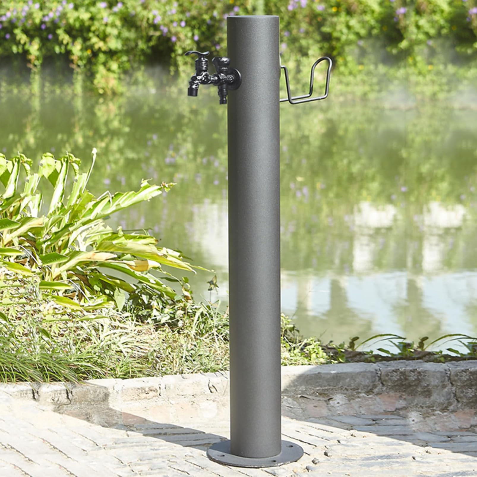BHGFYXBS Stainless Steel Cylindrical Vertical Garden Water Column, Vertical Cylindrical Garden Water Column, Outdoor Yard Hydrant Frost Proof Water Feature Fountain,B