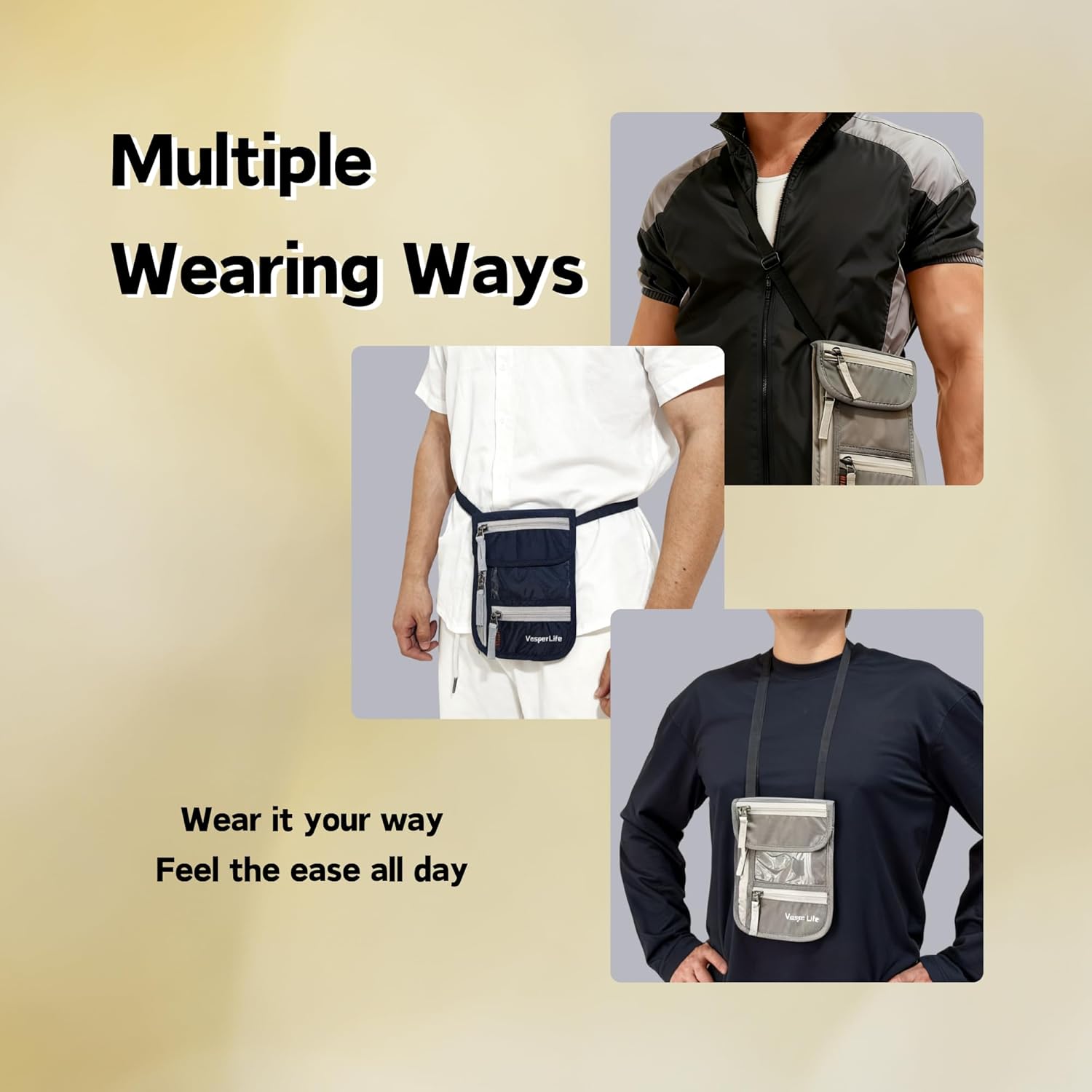 Passport Holder For Travel Family, Cruise Essentials, RFID Wallet Women Man, Passport Wallet, Travel Wallet, Passport Case, Neck Wallet, RFID Passport Holder, Travel Document Holder (Matte Black) - Image 4