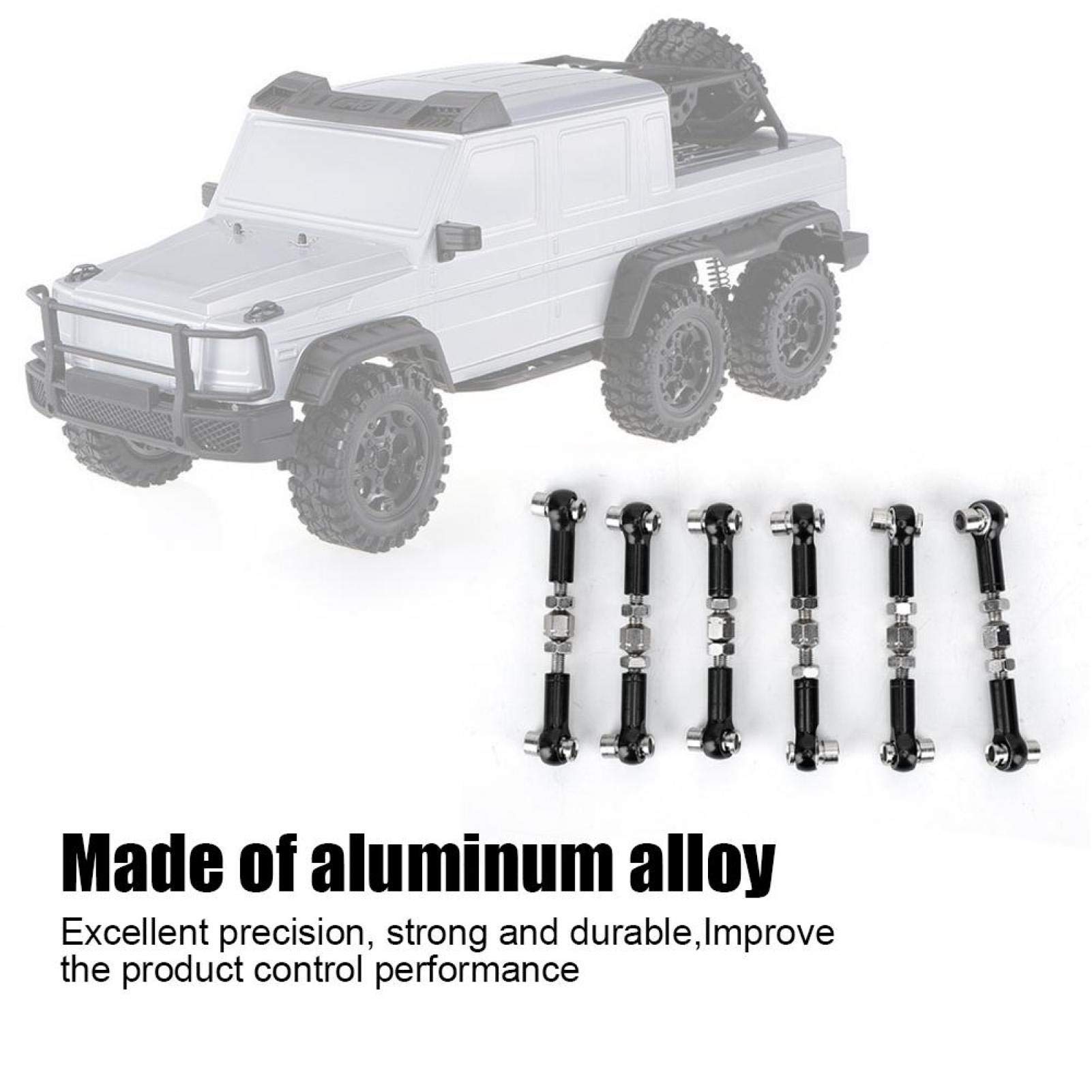 Cięgno RC, 6 sztuk Regulowany zestaw drążka kierowniczego ze wspomaganiem do RC Hobby Model samochodu 1/10 Buggy Touring Car 47mm Akcesoria (czarny)