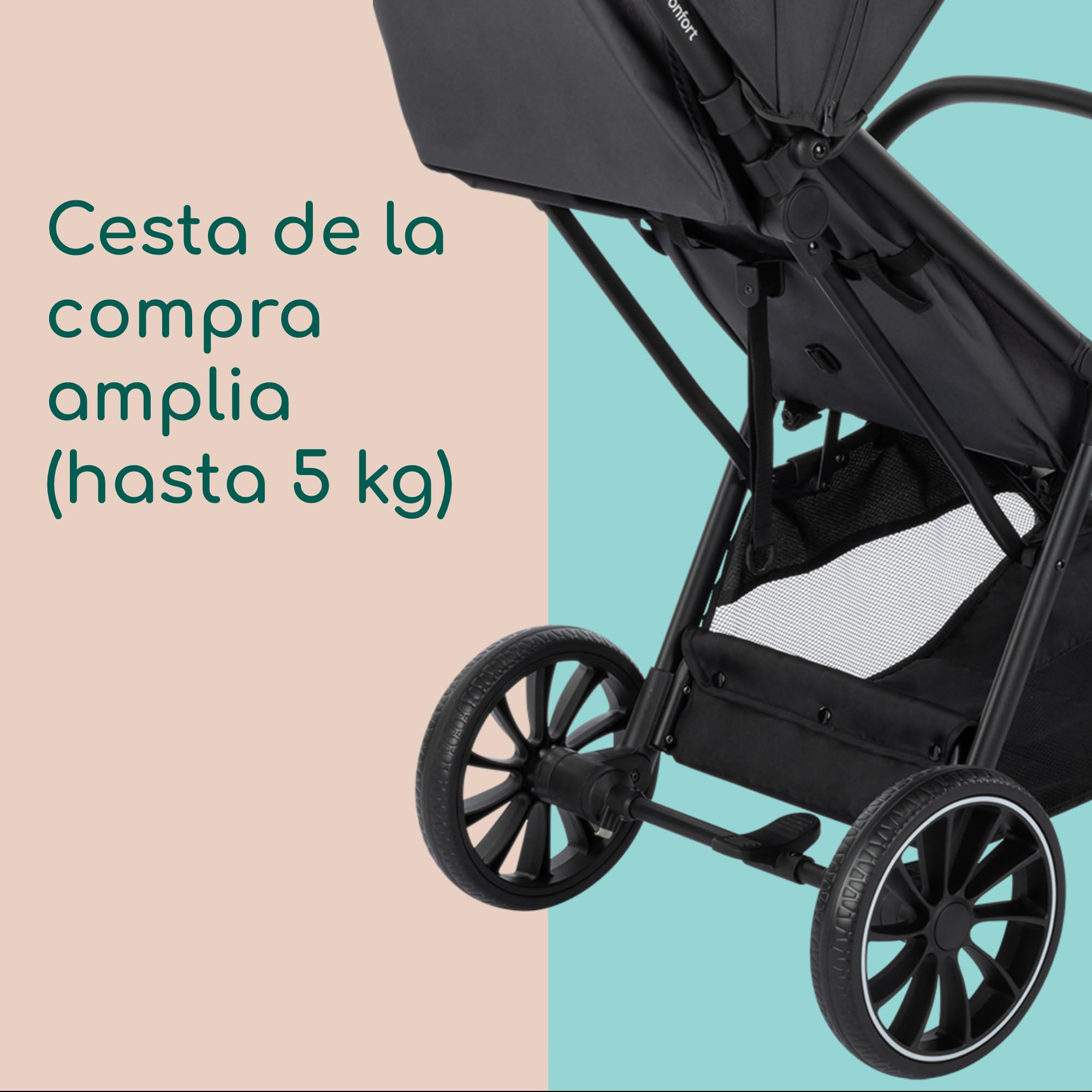 Bebeconfort Artic, Cochecito Bebe Reclinable, 0-22 kg, Mineral Graphite | Silla de Paseo Cómoda y Compacta, 0-4 Años, Ruedas Todoterreno, Plegado con Una Mano, Amplia Cesta de 5 kg