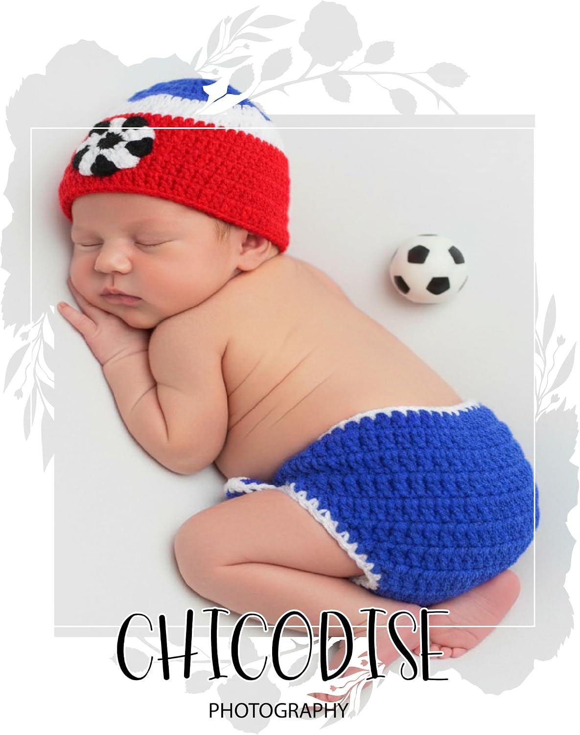 Newborn Soccer Photoshoot Outfit Baby Boy Girl Photography Props | Crochet Hat, Diaper Cover, Mini Soccer Ball,world cup 2026 Infant picture costume