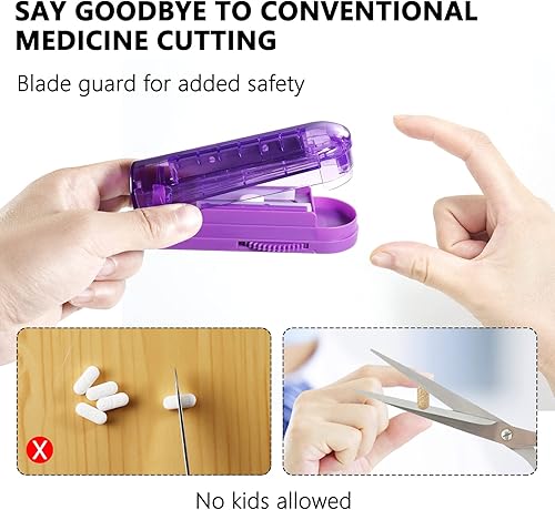 Miniatura 14 de Cortador de pastillas para pastillas pequeñas y pequeñas, cortadores de pastillas ajustables para tabletas pequeñas, corta con precisión varias