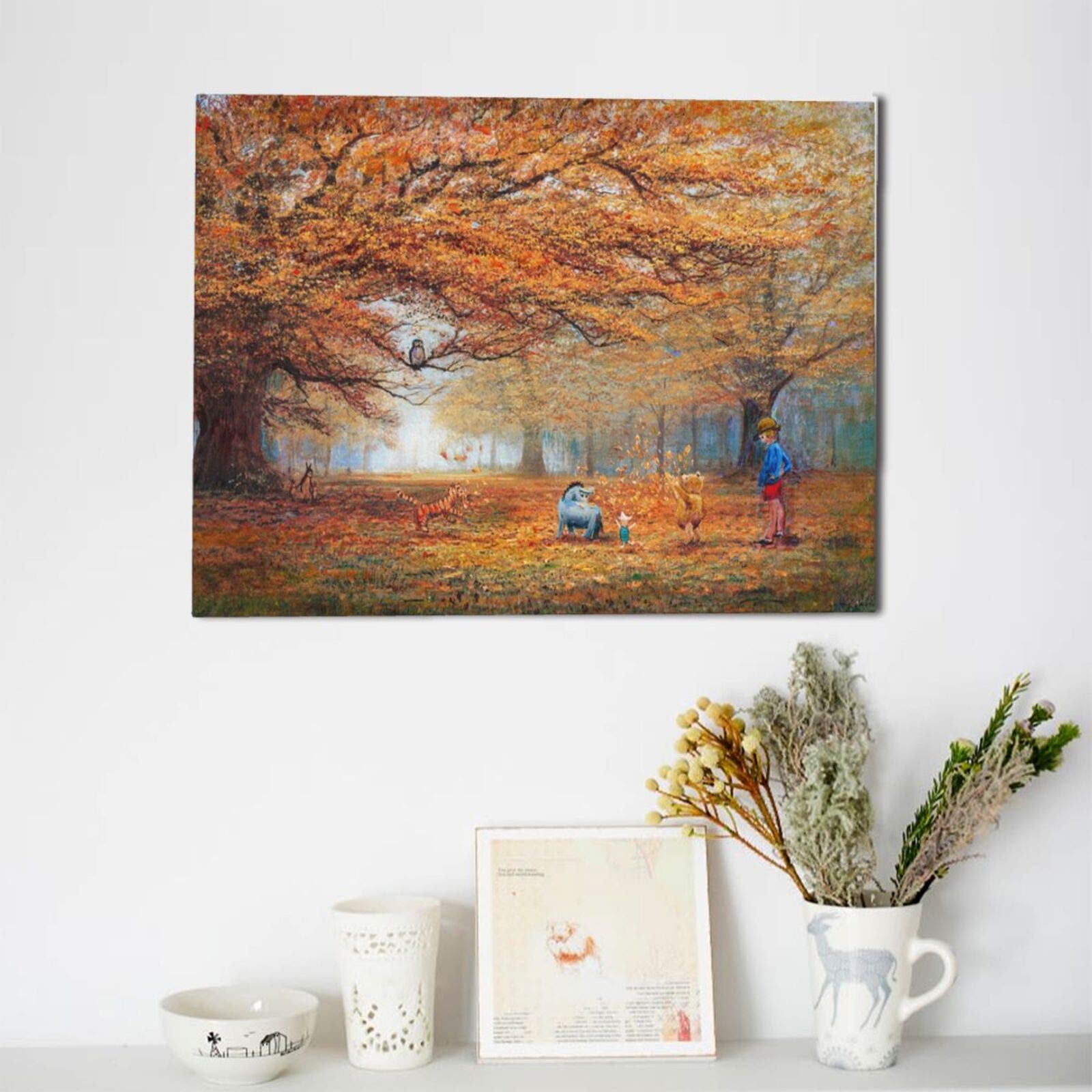 Amazon.co.jp: 絵画 ディズニー くまのプーさん 秋の森の中 紅葉