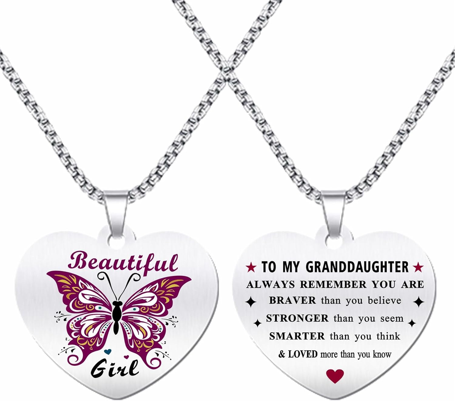 To Our Granddaughter Gifts Stainless Steel Heart Pendant