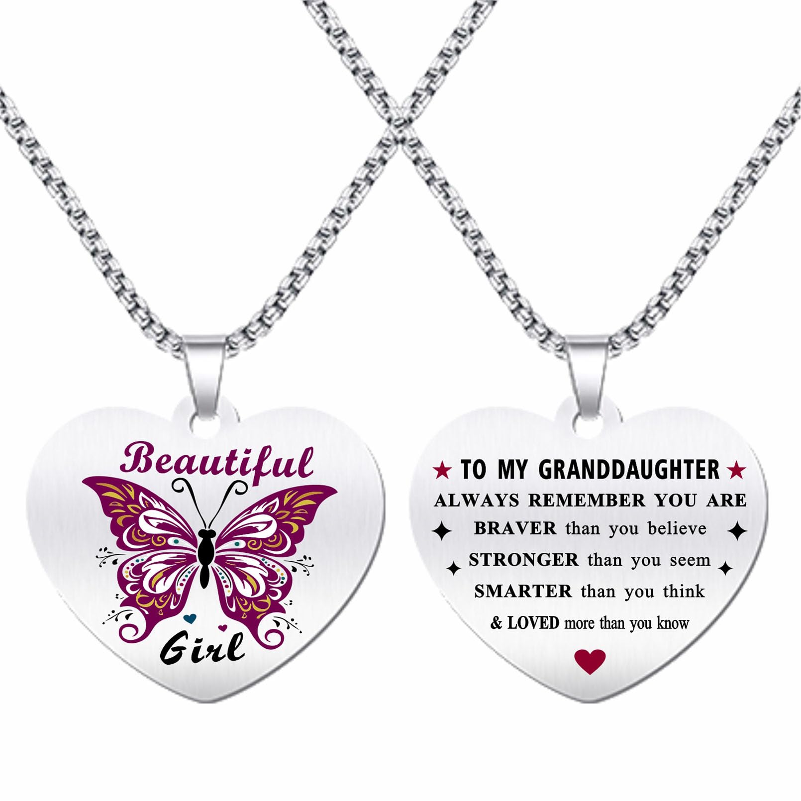 TGCNQTo My Granddaughter Gifts from Grandma, Engraved Necklace for Granddaughter Graduation