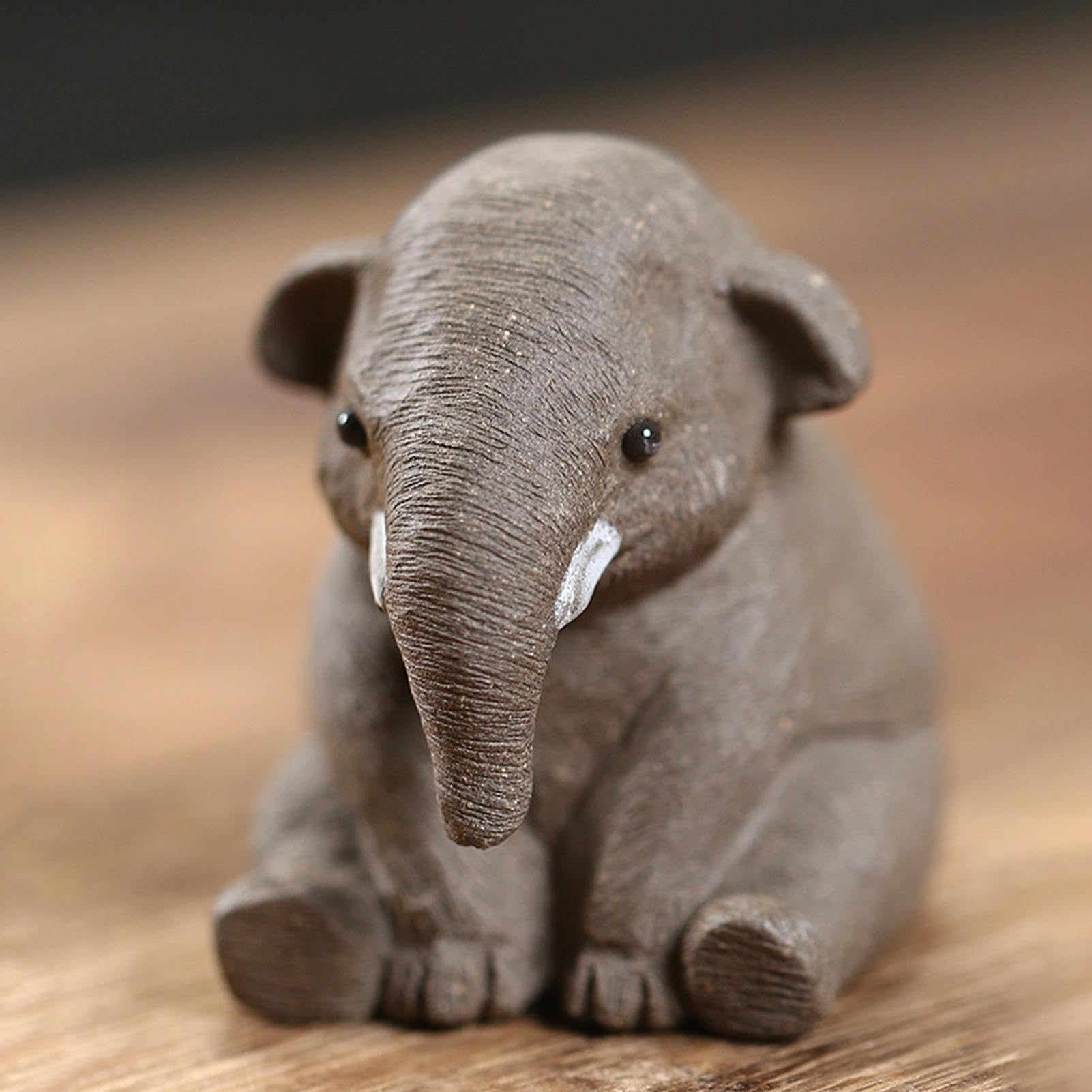 Vassoio da tè in argilla viola con statua di elefante e coccodrillo, tovaglietta fatta a mano per cerimonia del tè, regalo per anziani