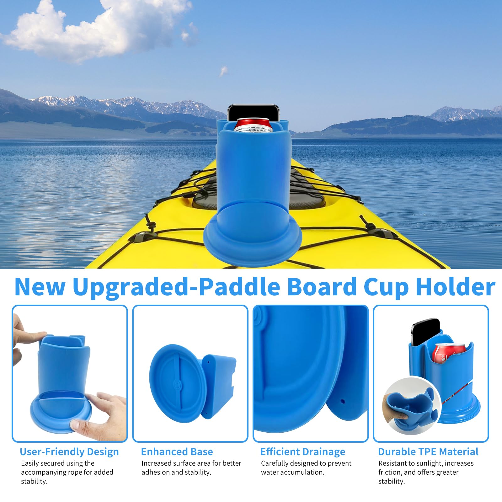 ZEDTYDE Paddle Board Cup Holder - Universal Kayak Drink Holder for SUP, Canoe, Surfboard | No-Spill Elastic Cup Mount with Anti-Flip Design