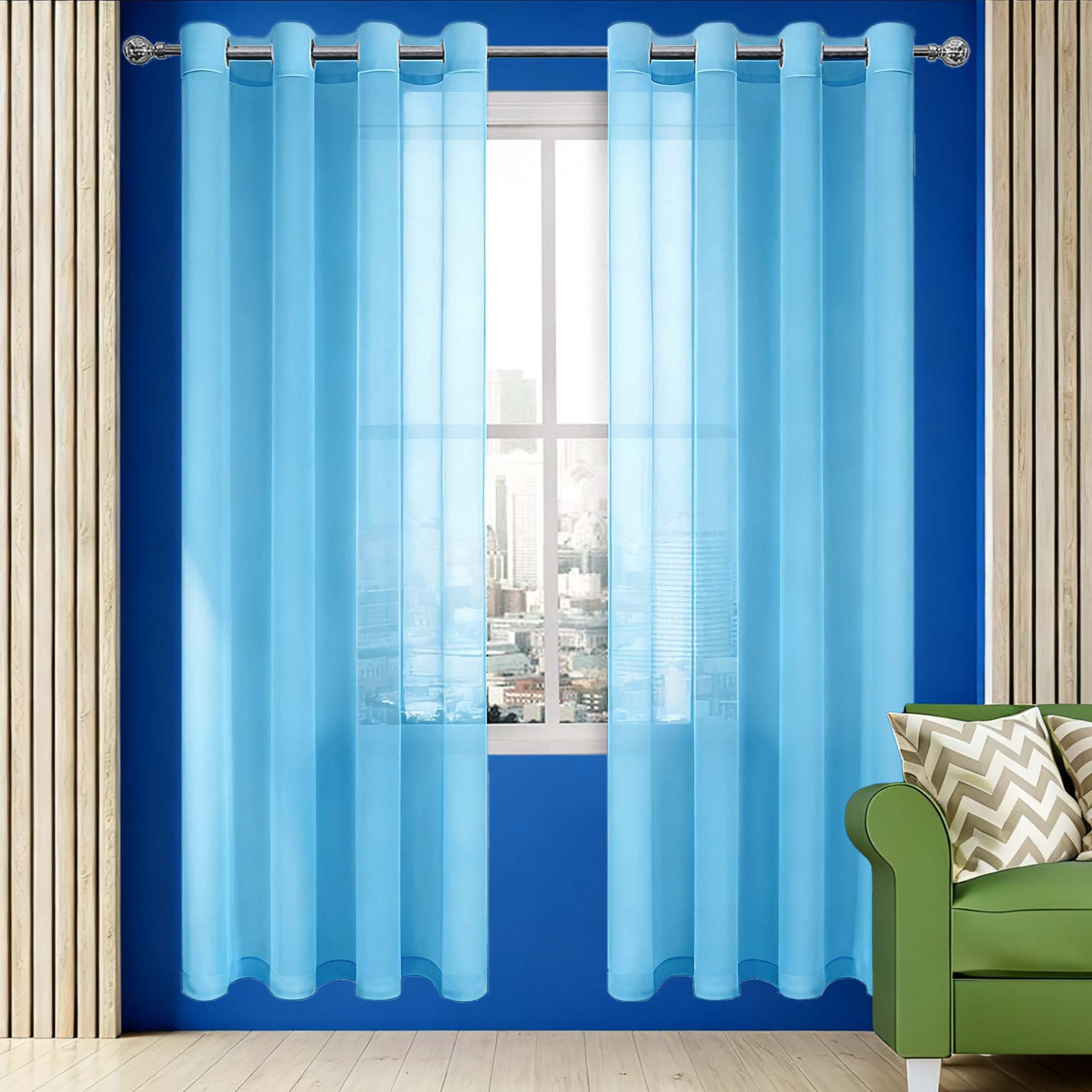 Voilages bleu ciel 200 x 210 cm à oeillets filtrage de lumière pour salon