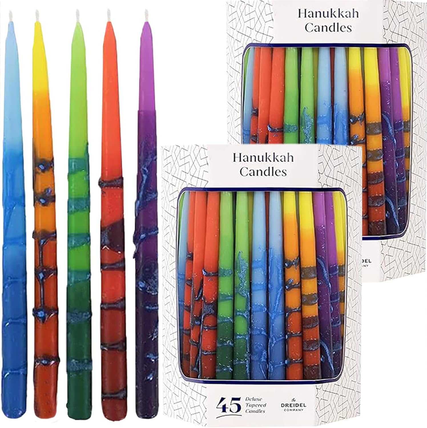 Amazon.com: The Dreidel Company Dripless Hanukkah Candles, Multicolored ...