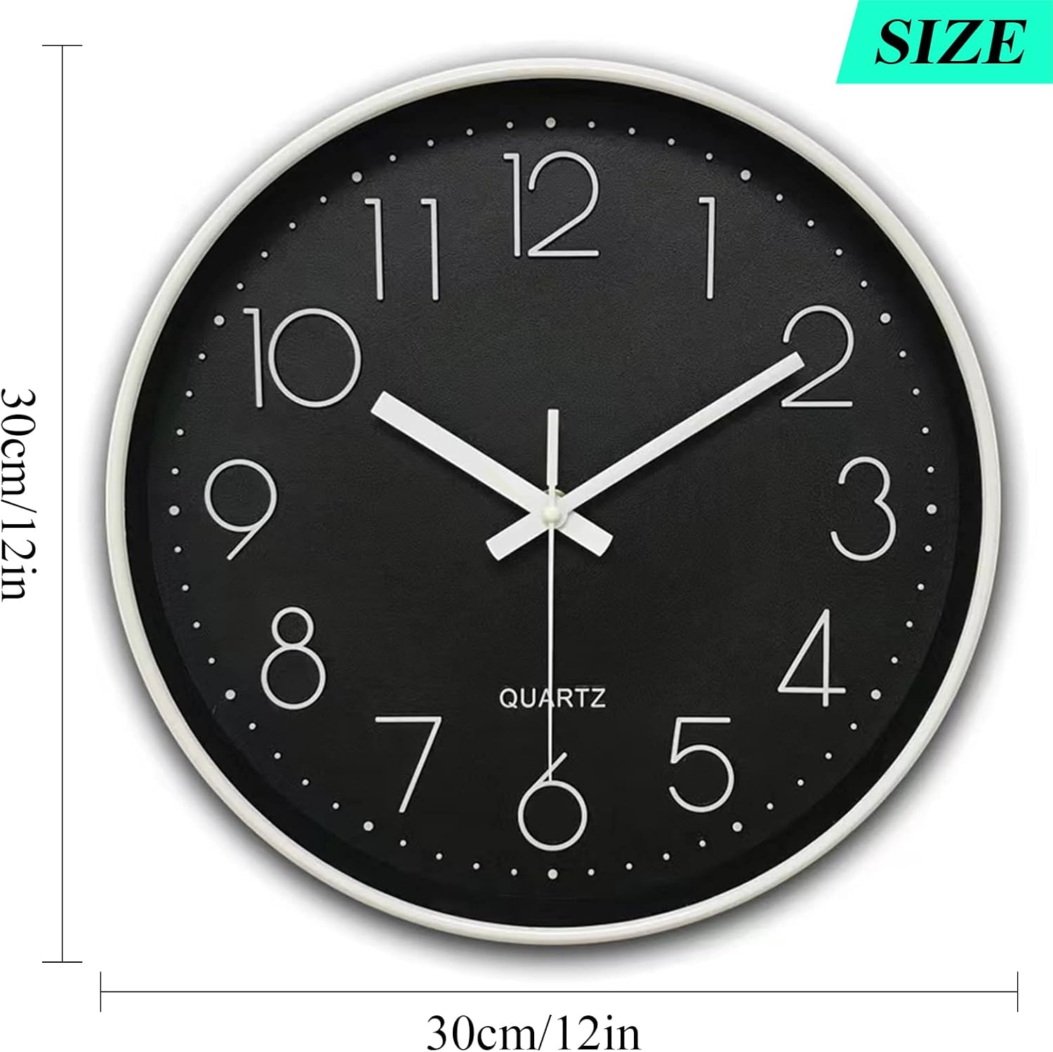 Qiccijoo Wall Clock 12-inch Silent Non-Ticking Round Wall Clocks Battery Operated Easy to Read for Living Room Home Office School 2026 - view 2