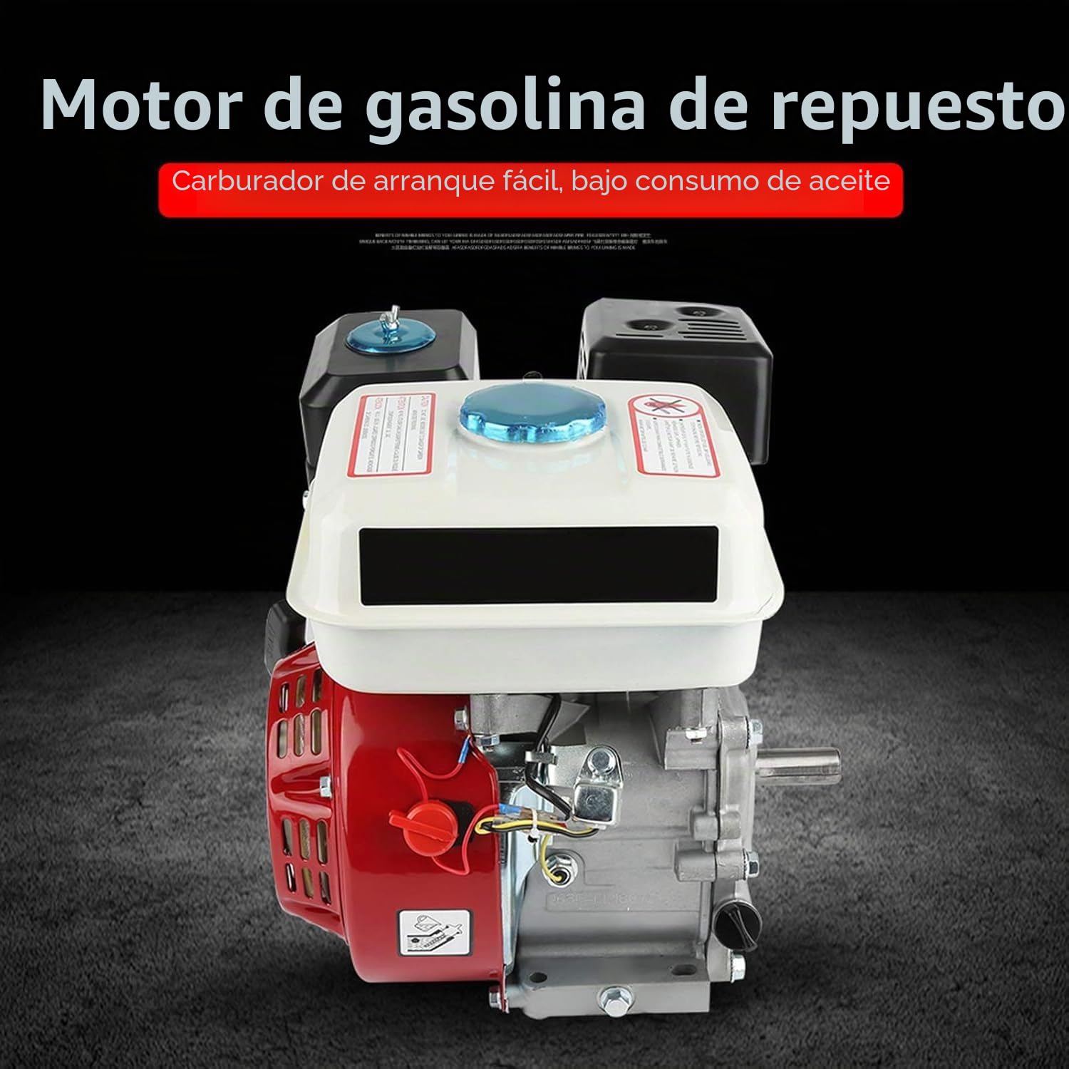Motor de gasolina de 6,5 CV, motor OHV de 4 tiempos con arranque, motor de repuesto de 168 F con carburador Easy Start y bajo consumo de aceite