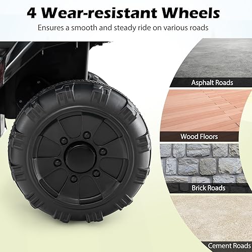 Miniatura 6 de Costzon Cuatrimoto para niños, 6 V, con batería, vehículo eléctrico de cuatro ruedas con cesta de almacenamiento, faro, bocina, música, MP3 y USB,