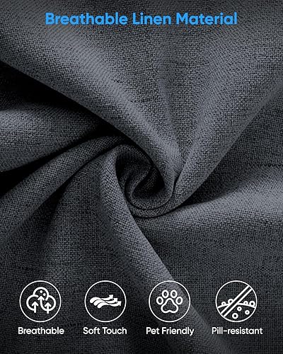 Miniatura 5 de Juegos de sofás de sala de estar de 2 piezas, modernos juegos de sofá de 3 plazas y sofá biplaza, tela de lino de 3 asientos + muebles de sofá de 2