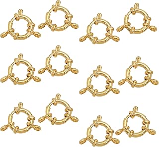 PH PandaHall 12pcs Spring Clasps Ring Necklace Link 18K Gold Plated 304 Stainless Steel Connector Charms for Brecelet Neckalce Jewelry DIY Craft Making, Golden