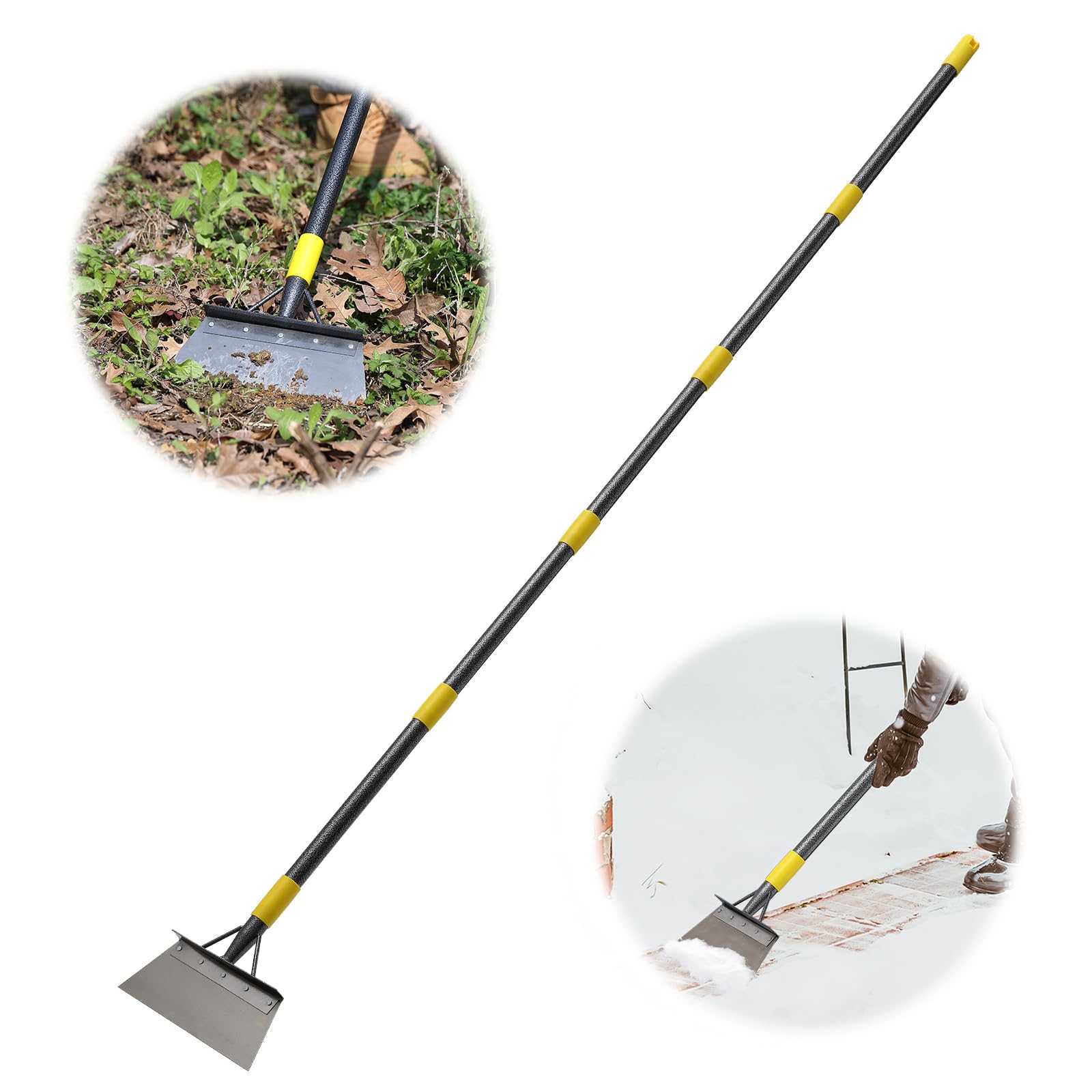 Harrms Reinigungsschaufel, Multifunktionaler Gartenkratzer Hochbelastbar, Moosentferner mit Verstellbarem Langstiel 163 cm, Breiter Klinge für Unkraut, EIS, Schabearbeiten