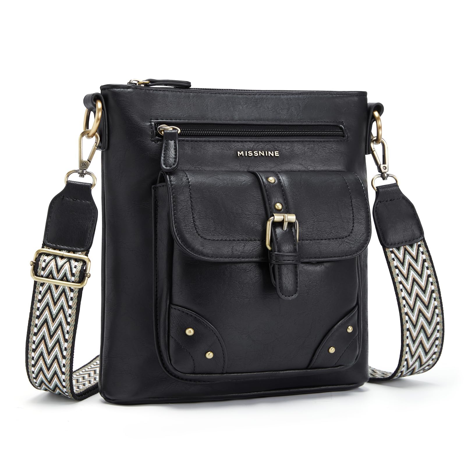 Missnine Crossbody Bags for Women Multi Pocket Purses Soft Leather Medium Shoulder Handbags with Adjustable Strap