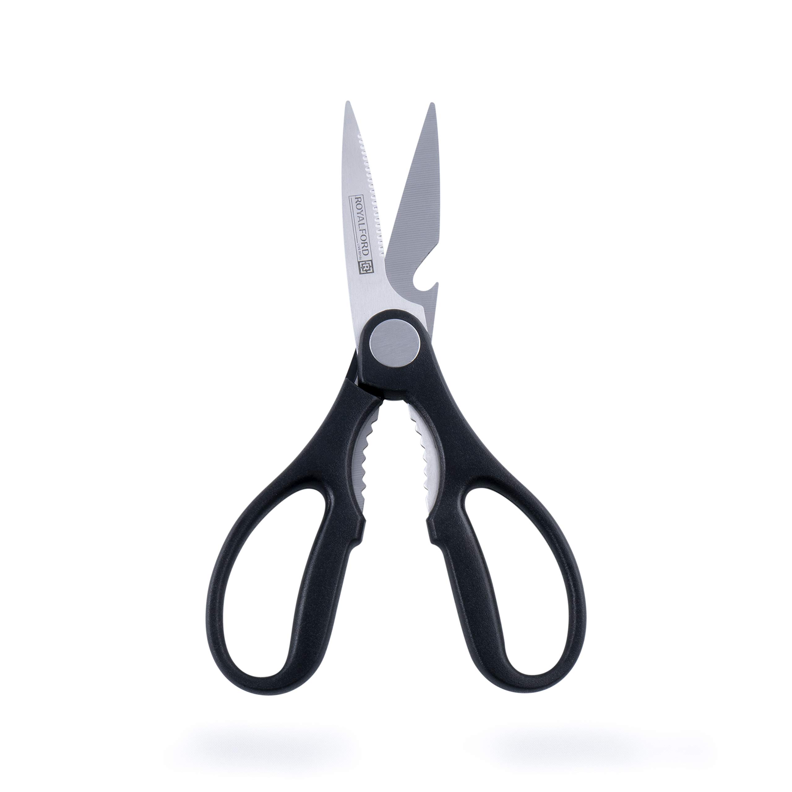 Royalford 3-in-1 Kitchen Scissor – Multi-Purpose Stainless Steel Home & Kitchen Utility Shear for Chicken, Poultry, Fish, Meat, Vegetables, Herbs, Flowers - All-in-One Scissor, Nut Cracker & Opener