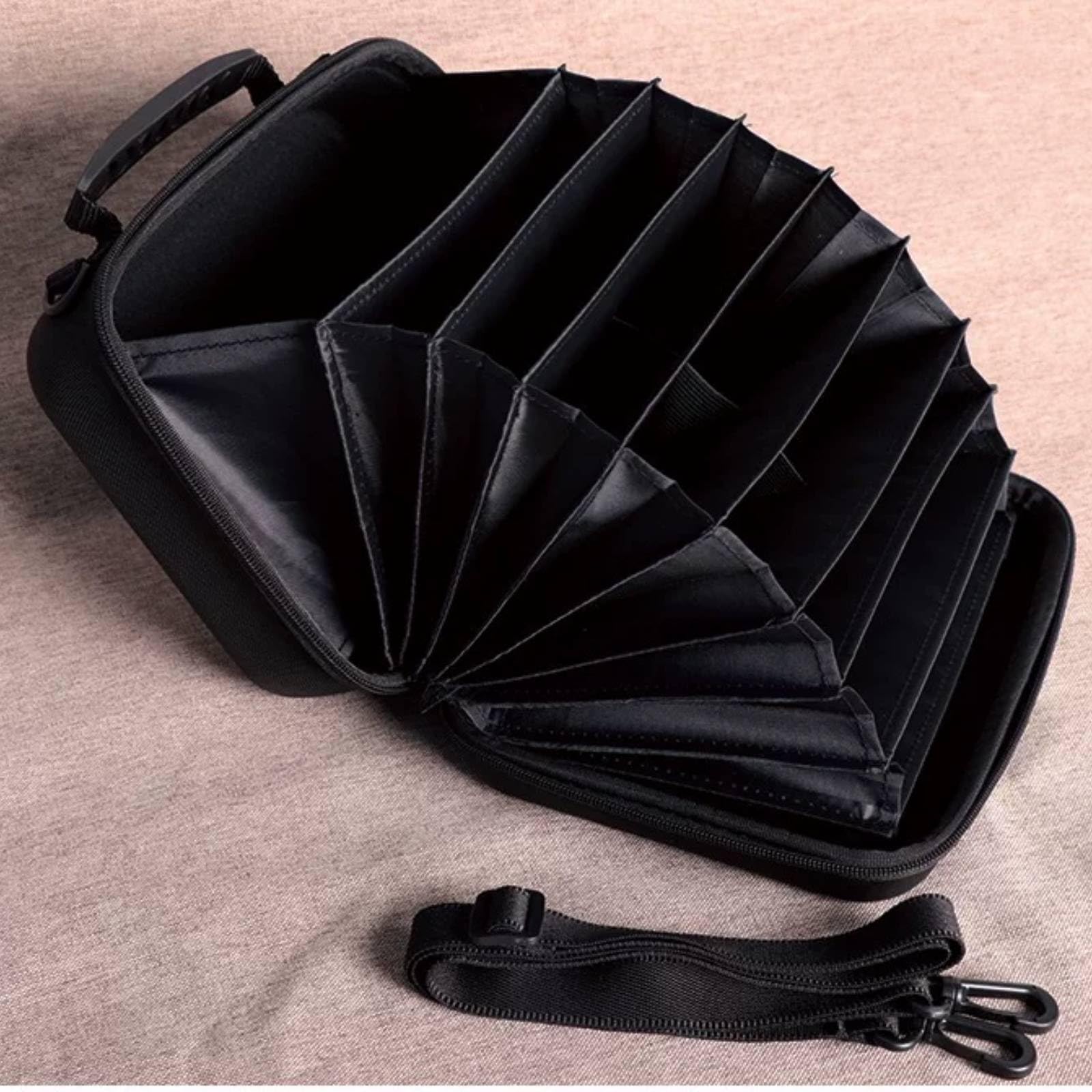 Milageto Estuche para Tarjetas Estuche Maletín Caja Bolsa Portátil para Cartas Graduadas con Asa Cómoda y Acabado Resistente al Desgaste Adecuada para, Negro, Grande 16 Tarjetas