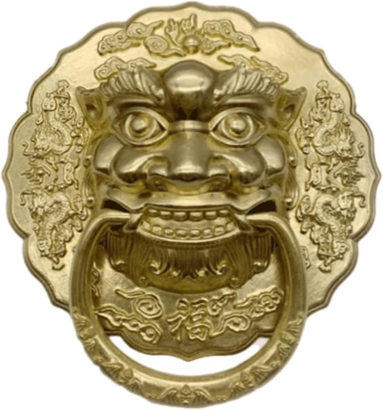 TIST Iron Door Knocker Door Knocker for Front Door Classical Lion Head Door Handle for Garden Wooden House Door Ring Knocker Surface-Mounted Installation(B,Dia 22cm)