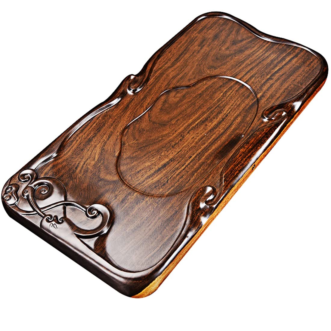 Ebony Kung Fu Tea Tray Table Serving Tray Natural Wood Texture Chinese Style Water Drainage for Gongfu Tea Set Large Size(C-70x35x5cm)