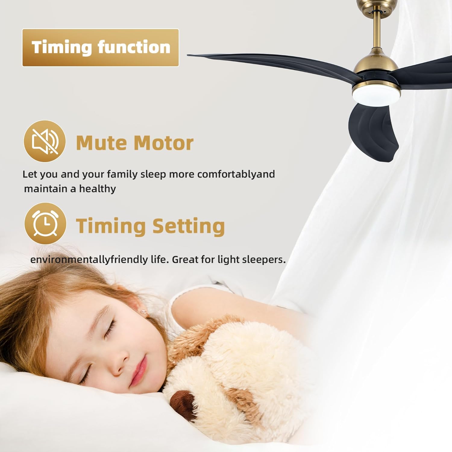 52 Inch Ceiling Fan with Light and Remote Control,6 Speed,Reversible,3000k-6000k Dimmable LED,Quiet DC Motor Ceiling Fans with Lights for Bedroom Living Room Kids Room Kitchen