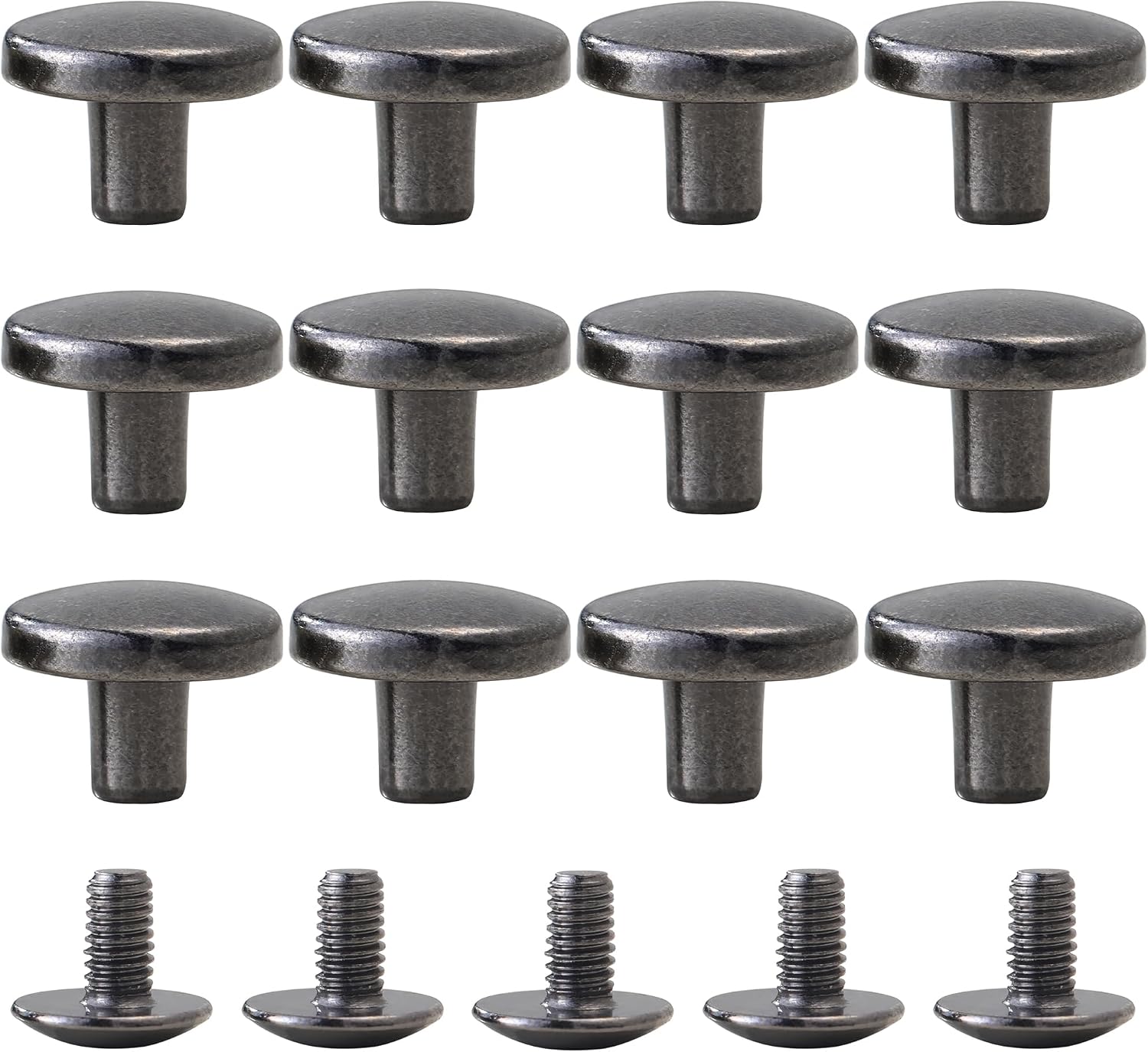 YORANYO 30Sets Chicago Screws Leather Rivets Screw Rivets Metal Studs for Clothing Chicago Binding Screws Spike and Studs for Decorate Repair Shoes Belts Bag Purse Dog Collar Leather Craft (Gunmetal) image 5