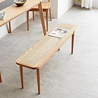 Vista 17 de Banco de comedor 100% madera maciza de 47.2'', banco largo de madera de roble para mesa de comedor, pie de cama, entrada, pasillo, respaldo de sofá