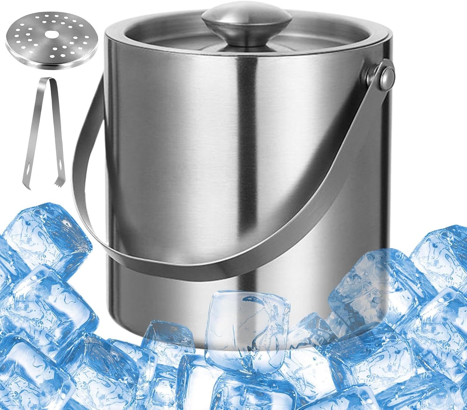 アイスバケツ パーティー用,丸型二重壁アイスバケツ - 漏れ防止シャンパン容器、ドリンクタブ食器、ピクニック・キャンプ・パーティー・