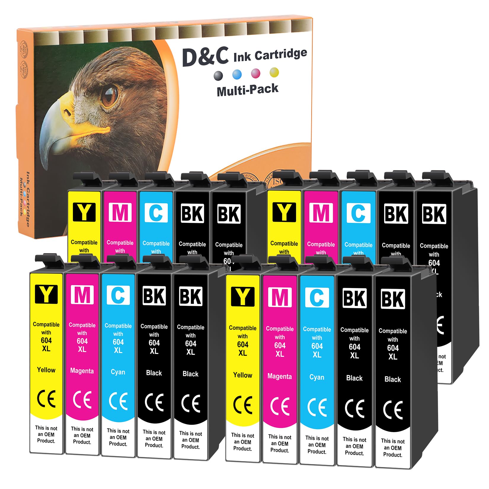 D&C Ersatz für 604XL Patronen kompatibel mit Epson XL Druckerpatronen für Expression Home XP-3200 XP-2205 XP-3205 XP-4200 XP-4205 XP-2200, Workforce WF-2910 WF-2930 WF-2935 WF-2950 (20er-Pack)