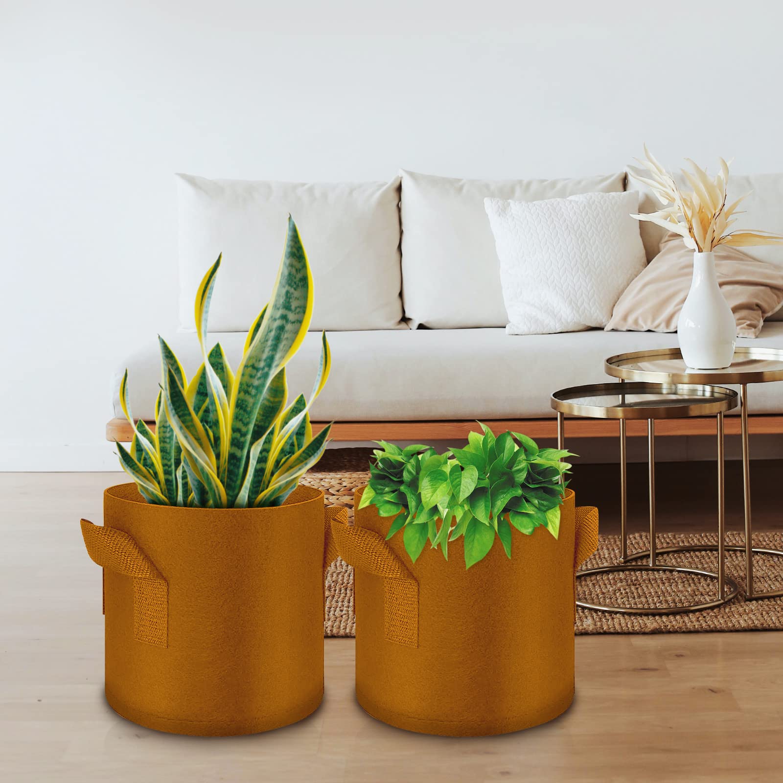 Paquete de 5 Bolsas de Cultivo de 5 galones, macetas de Tela no Tejida Gruesas Resistentes con Asas, Bolsas de Cultivo de Plantas para Verduras, Flores, Plantas, Frutas, marrón