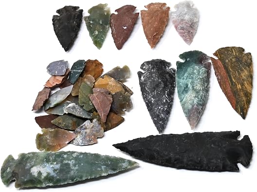 Arrowheads Pack Of 30 Pcs 1-1.50 Inch 5 Pcs 2 Inch 3 Pcs 3 Inch 2 Pcs 4 Inch Agate Arrowhead OH Collection Project Spear DIY Points arrowheads 40Pcs Mix Lot