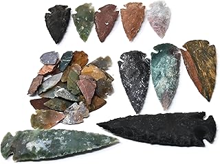Arrowheads Pack Of 30 Pcs 1-1.50 Inch 5 Pcs 2 Inch 3 Pcs 3 Inch 2 Pcs 4 Inch Agate Arrowhead OH Collection Project Spear DIY Points arrowheads (40Pcs Mix Lot)