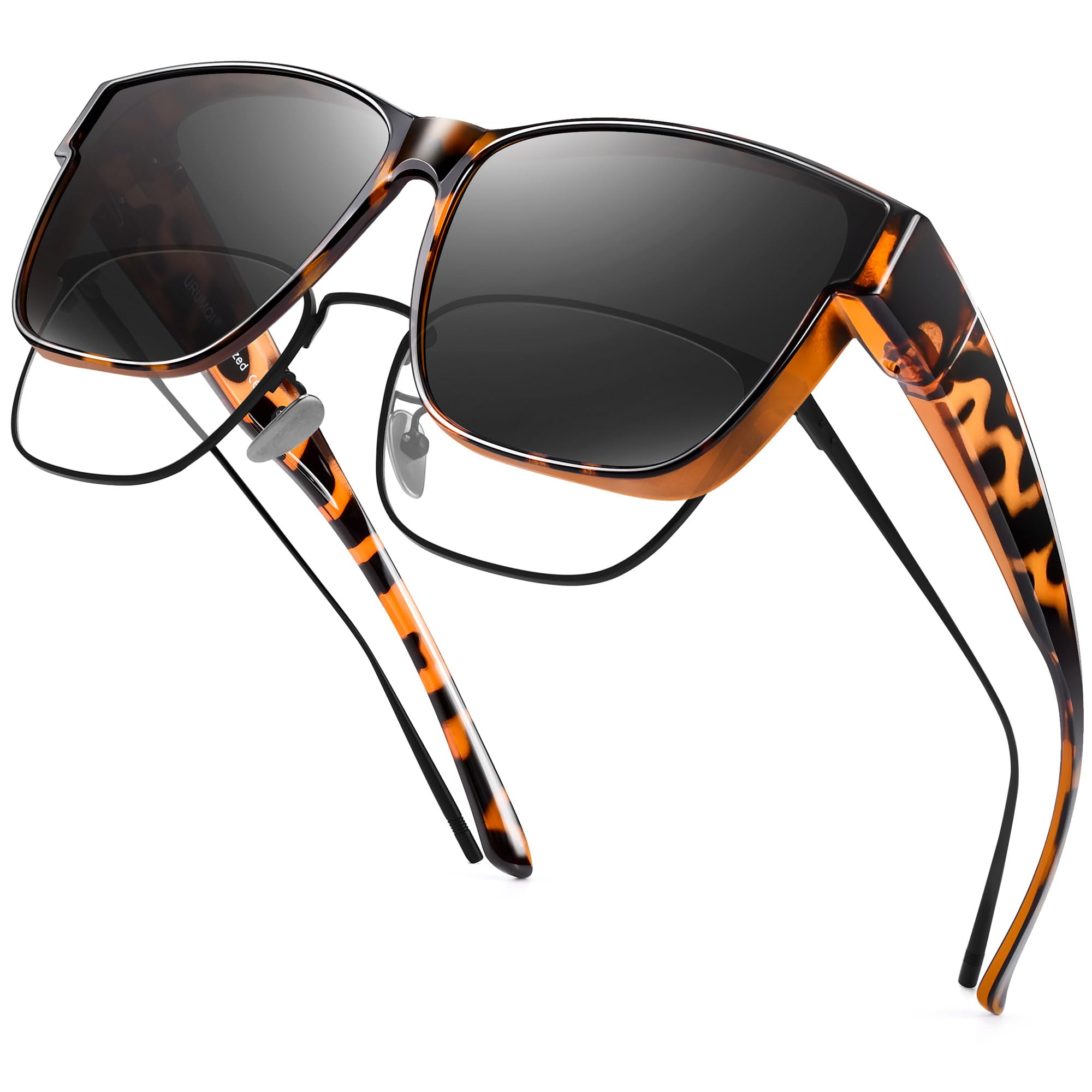 URUMQI Überzieh Sonnenbrille für Herren Damen | Polarisiert TR90 Rahmen Sonnenbrille UV-Schutz Überbrille für Fahren