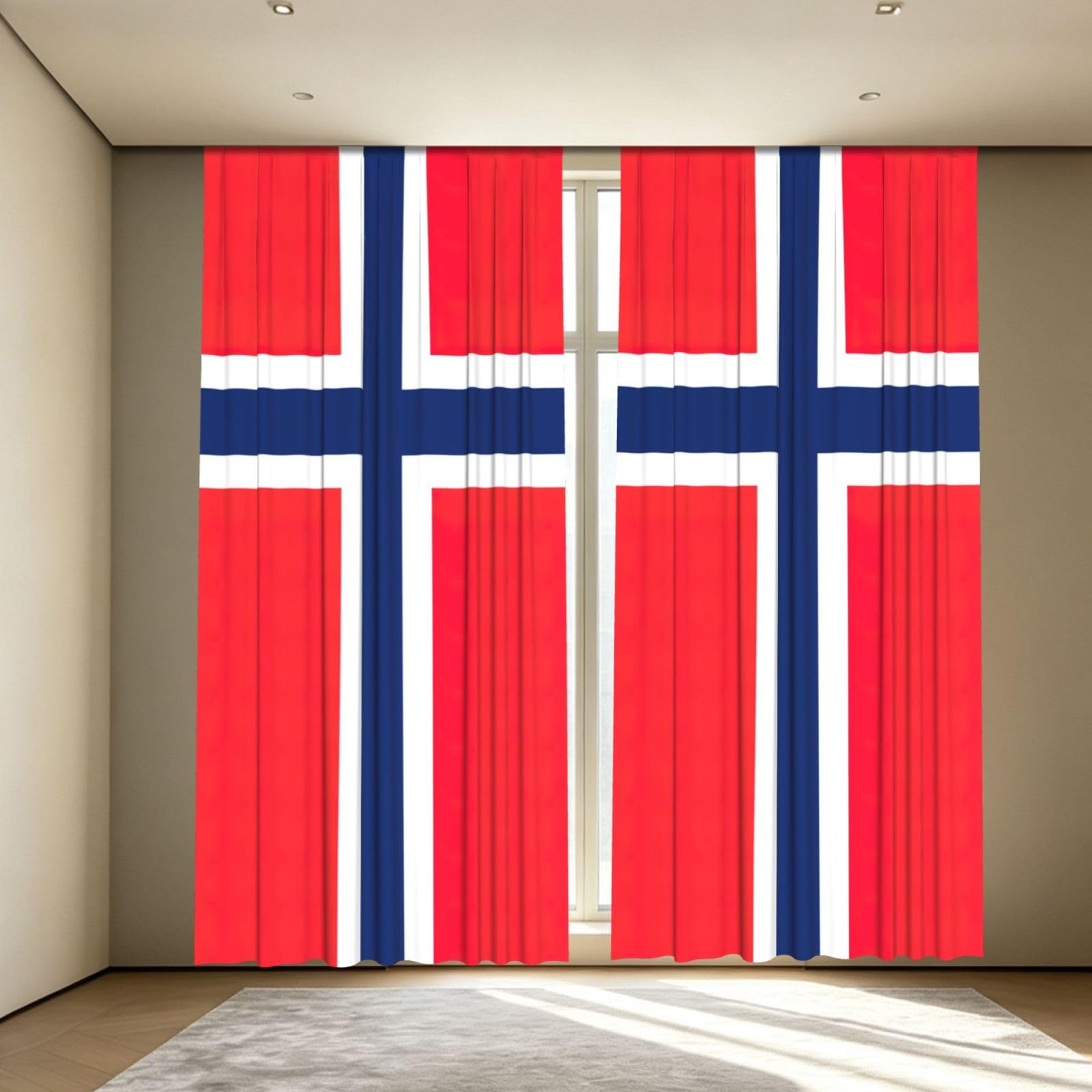 Yyoretp Norwegian flag Print Blackout Curtains for Living Room Bedroom Thermal Insulated Window Drapes.