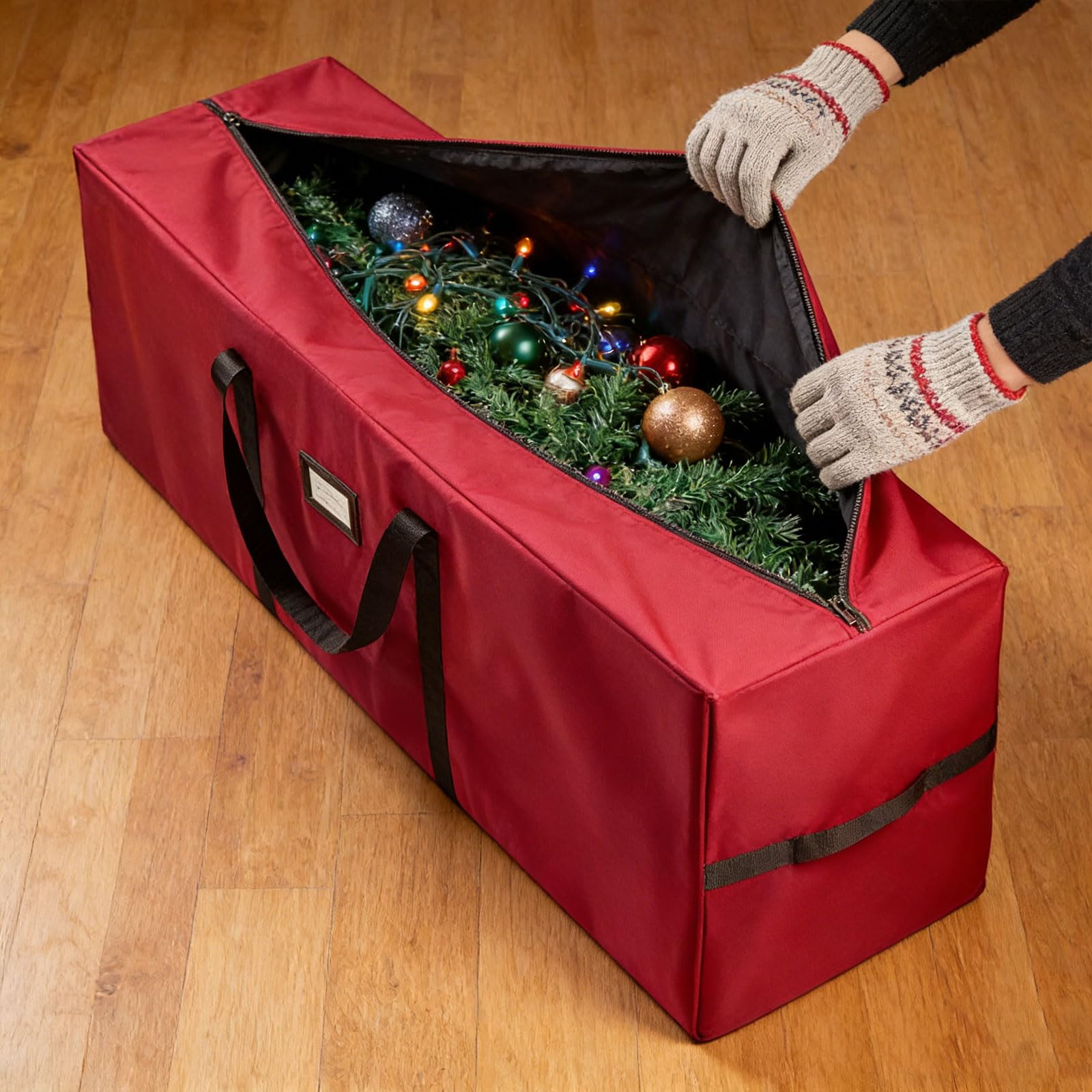 Sac de rangement extra large pour sapin de Noël avec poignées doubles et renforcées pour une organisation facile des décorations de vacances - Décoration imperméable