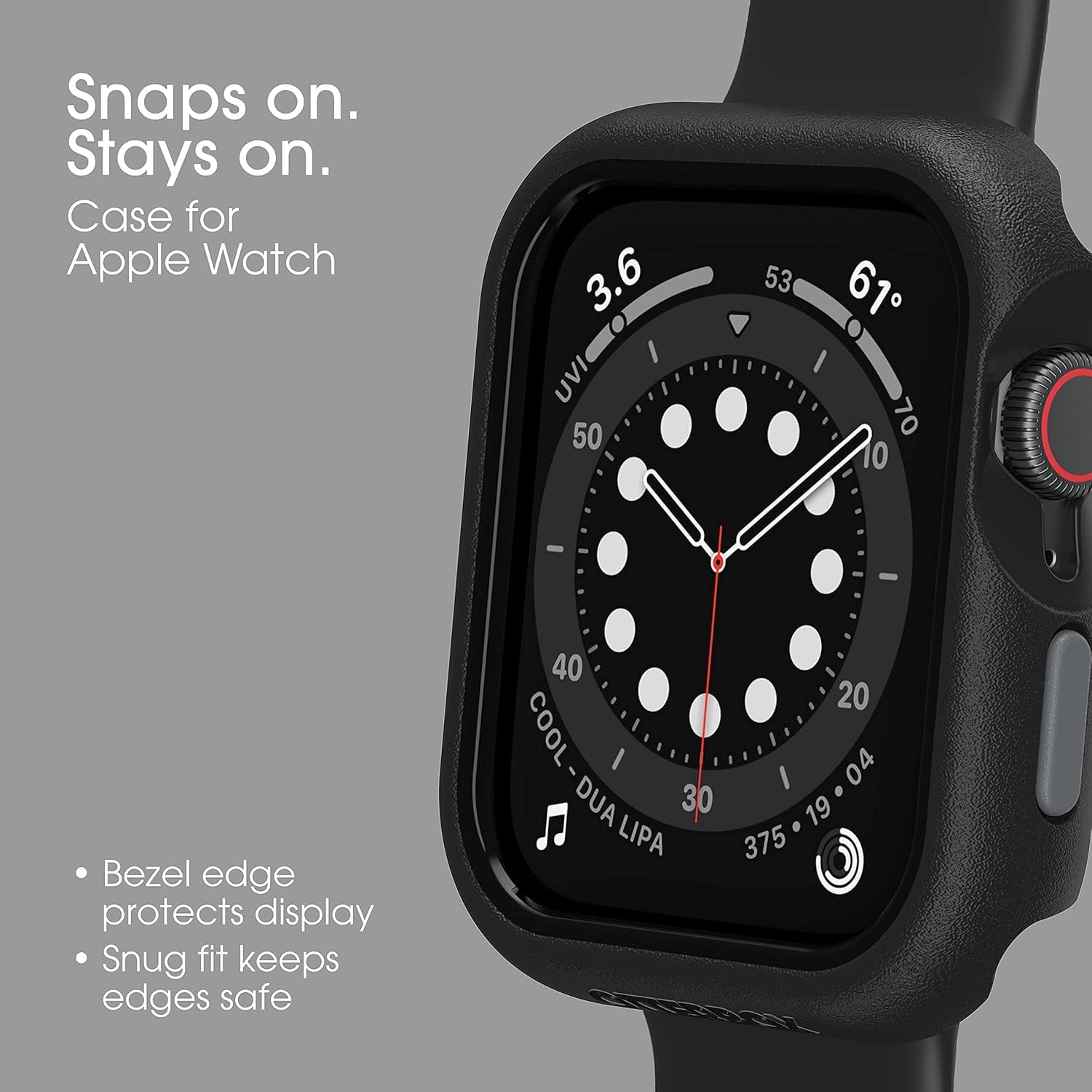 OtterBox All Day Case for Apple Watch Series 4/5/6/SE with Cleaning Cloth - Pavement (Black/Grey)