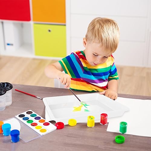 Vista 13 de Paquete de 10 bandejas de plástico para arte: bandejas sensoriales de 8 colores para manualidades y proyectos de bricolaje para niños