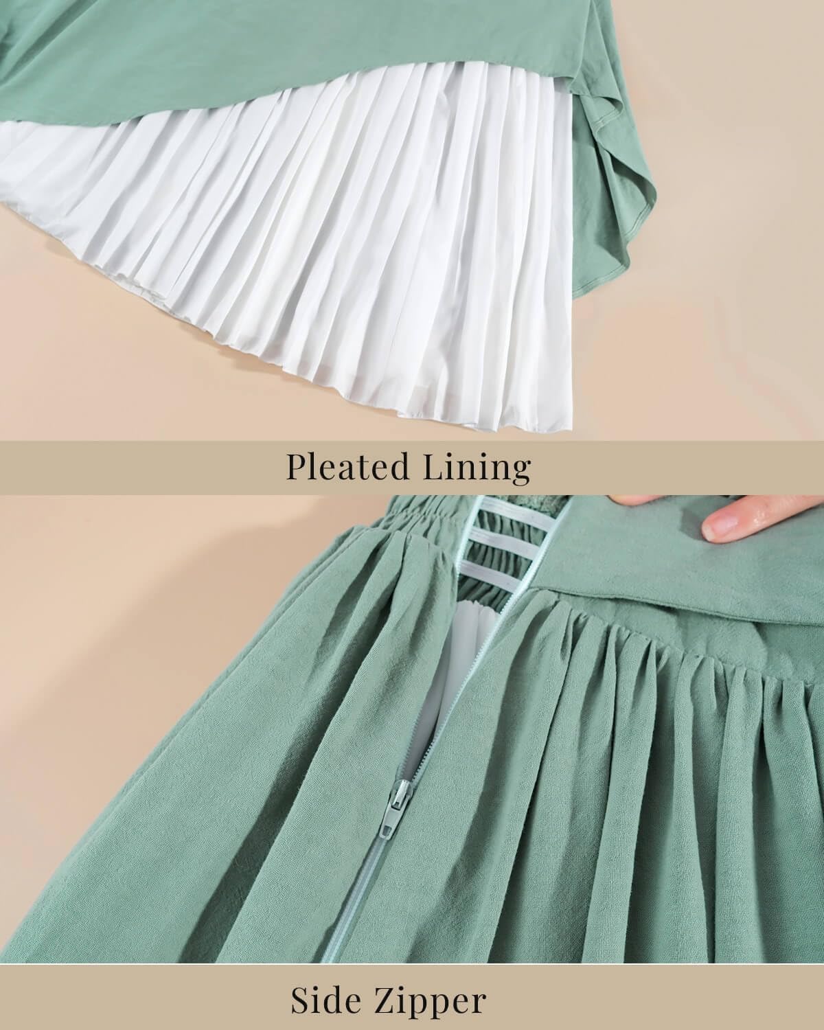Nuoqi Women Renaissance Skirt Long Victorian Skirt Summer Flowy Maxi Skirt with Pocket Green - Image 8