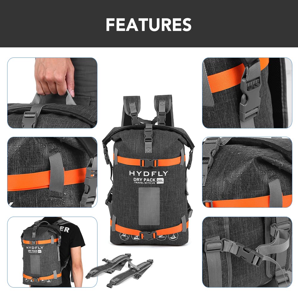 Sac à Dos imperméable à l'eau en Plein air River Trekking Sac à Dos Flottant et Flottant à la dérive Natation Sac à Sec pour Sports Nautiques 10L / 15L / 20L,Outdoor Sac Sac de Sport TPU sa