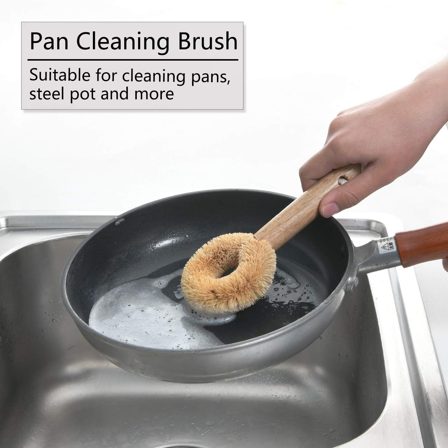 Bеѕt Quаlіtу 🔥 SUBEKYU Kitchen Scrub Brush Set of 4, All Natural Cleaning Brushes for Dish/Bottle/Vegetable/Pan/Pot, Scrubber with Bamboo Handle and Coconut Fibers Bristles