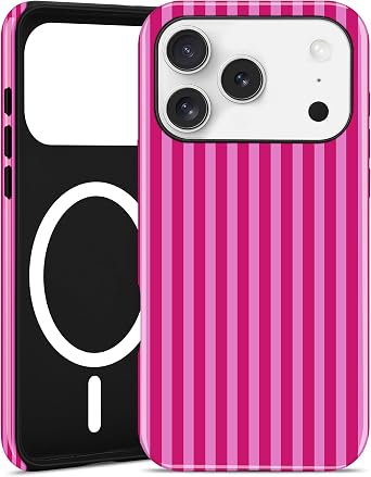 Magnetic Striped Case for iPhone 18 Pro Max/17 Pro Max, Hot Pink