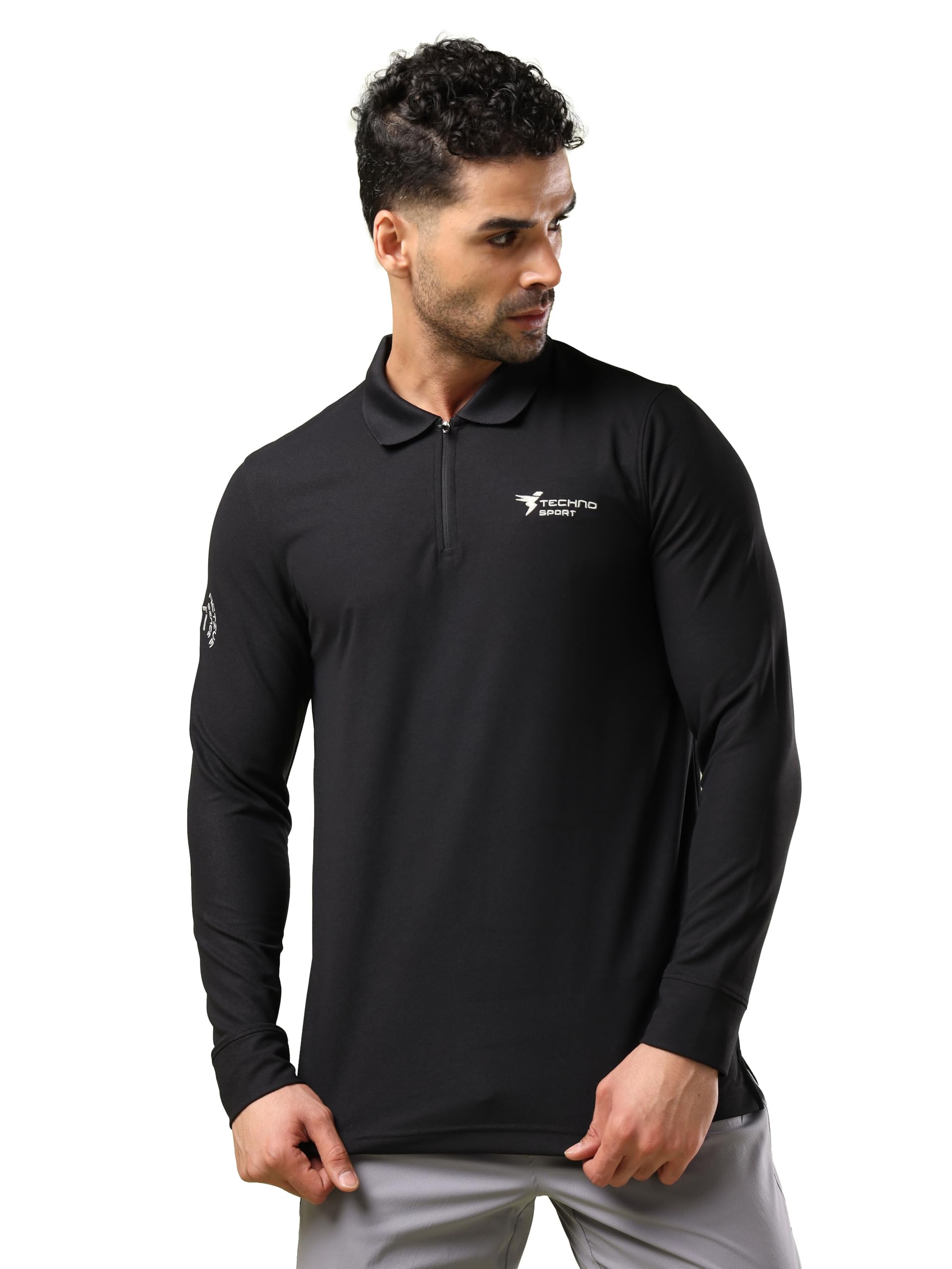 Men Polyester Slim Fit Full Sleeve Solid Polo T-Shirt for Gym, Workout, Sports and Regular Use with SPF50+ and Quick Dry-image-34
