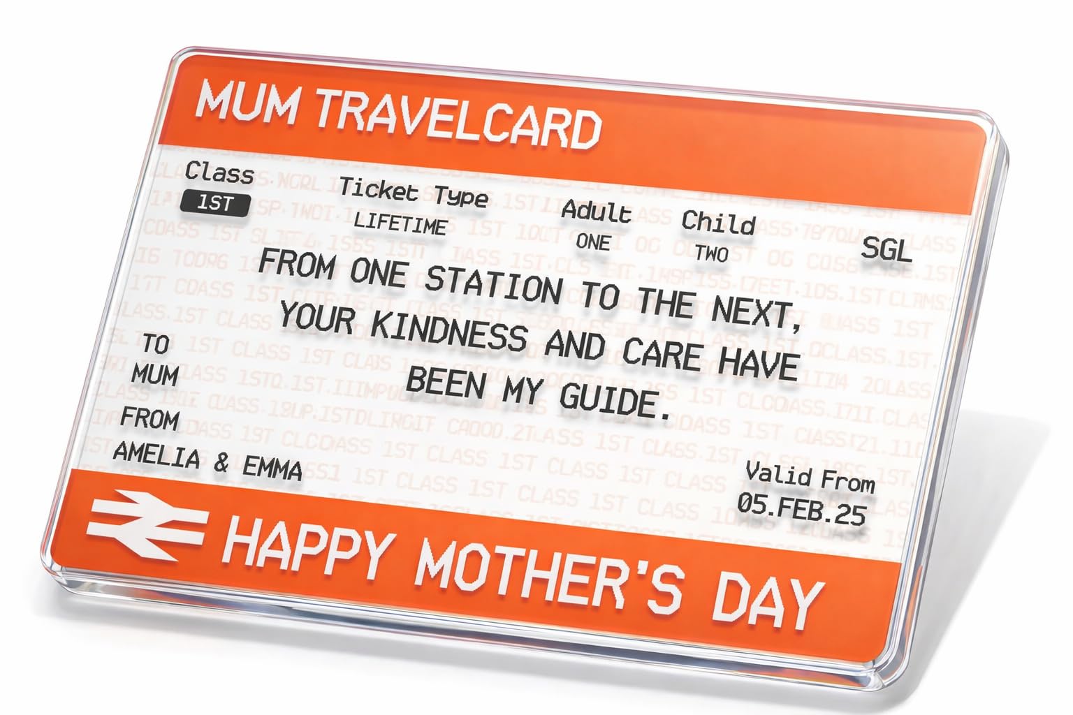 Star Online Personalised Mothers Day Card Gift For Mum Custom Acrylic Train Ticket Design Presents For Grandma, Nan, Nanny 15 cm x 10 cm