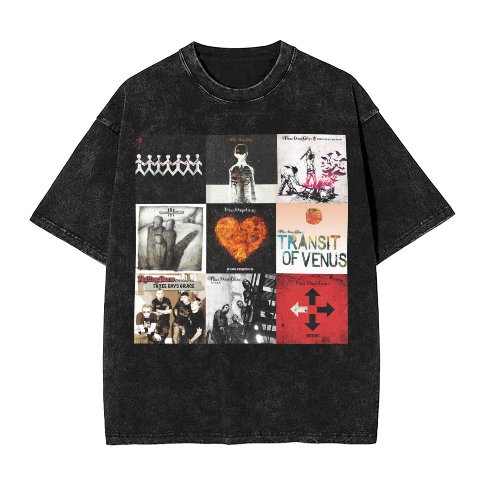 Vintage Oversized T-Shirt Cotton Three Days Grace Graphic Short Sleeve Shirts Round Neckline Clothing Unisex Tees Shirt