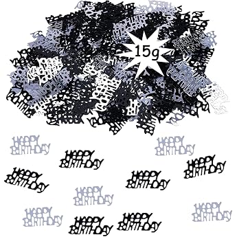 Happy Birthday Confetti Table Decoration Silver Black Birthday Decoration Table Scatter Decoration Glitter Confetti Decoration Woman Man Confetti Decoration