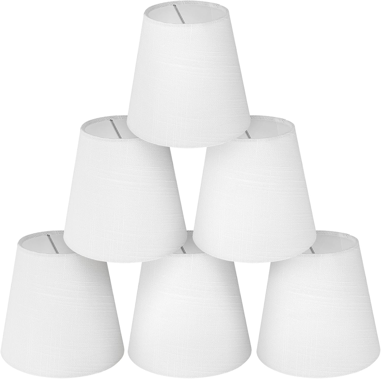 6 Pcs White Fabric Lampshade Kit, Modern Minimalist Design for Candelabra Floor Table Chandelier Wall Bedroom Lampshade