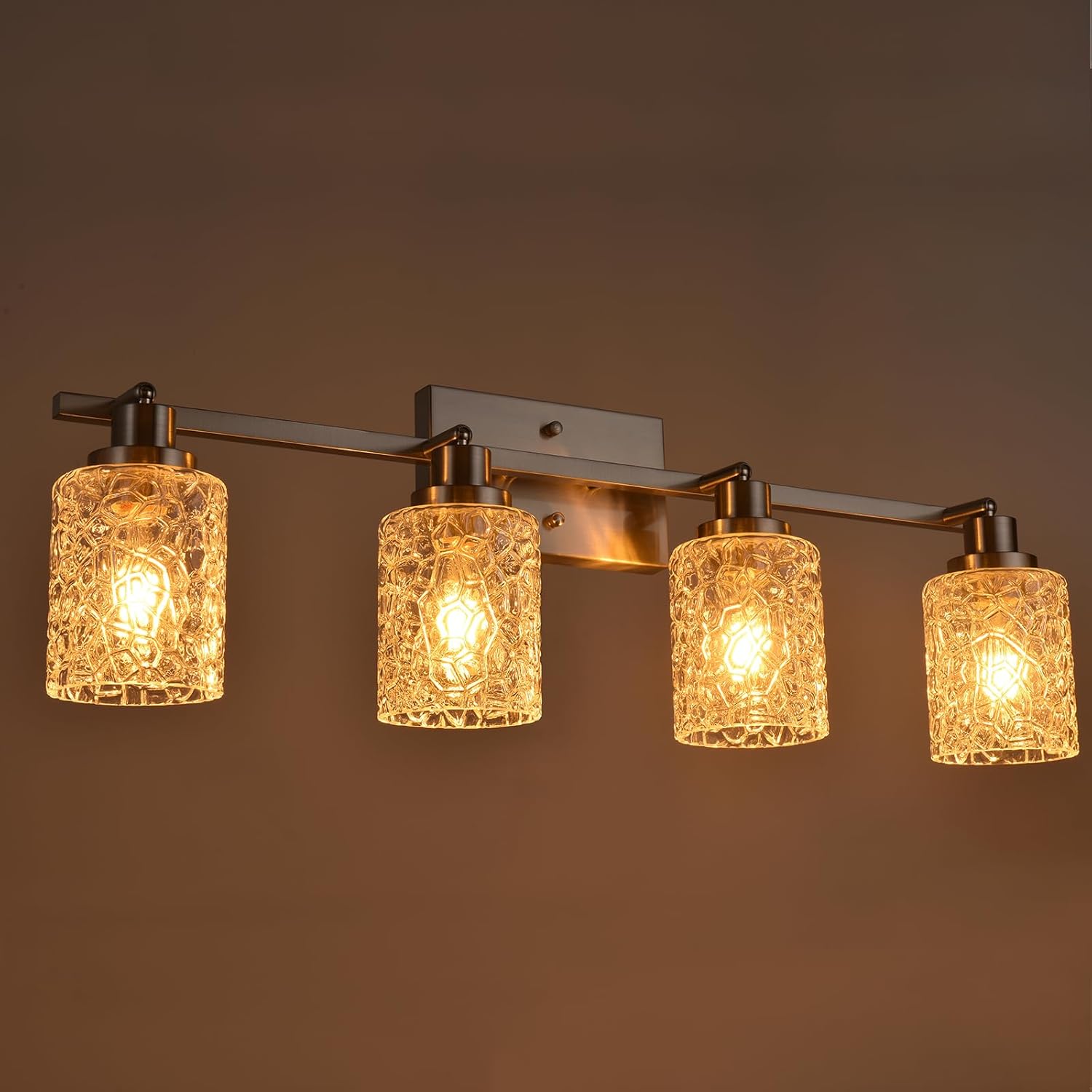 VINLUZ 4 Light Semi Flush Mount Ceiling Light with Directional Rotatable Heads, Clear Glass Shades Modern Bathroom Vanity Lighting in Brushed Nickel Finish Track Lighting Kit Spotlight