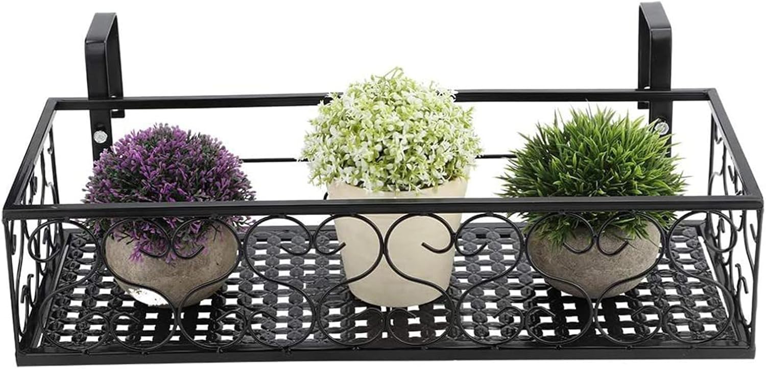Balcony Flower Stand Flowerpot Rack Flowerpot Stand Flowerpot Suspension Rack Suspended Flower Stand Hanging Flower Holder Metal Potted Stand for Railing Fence Balcony Deck Garden Home Decoration