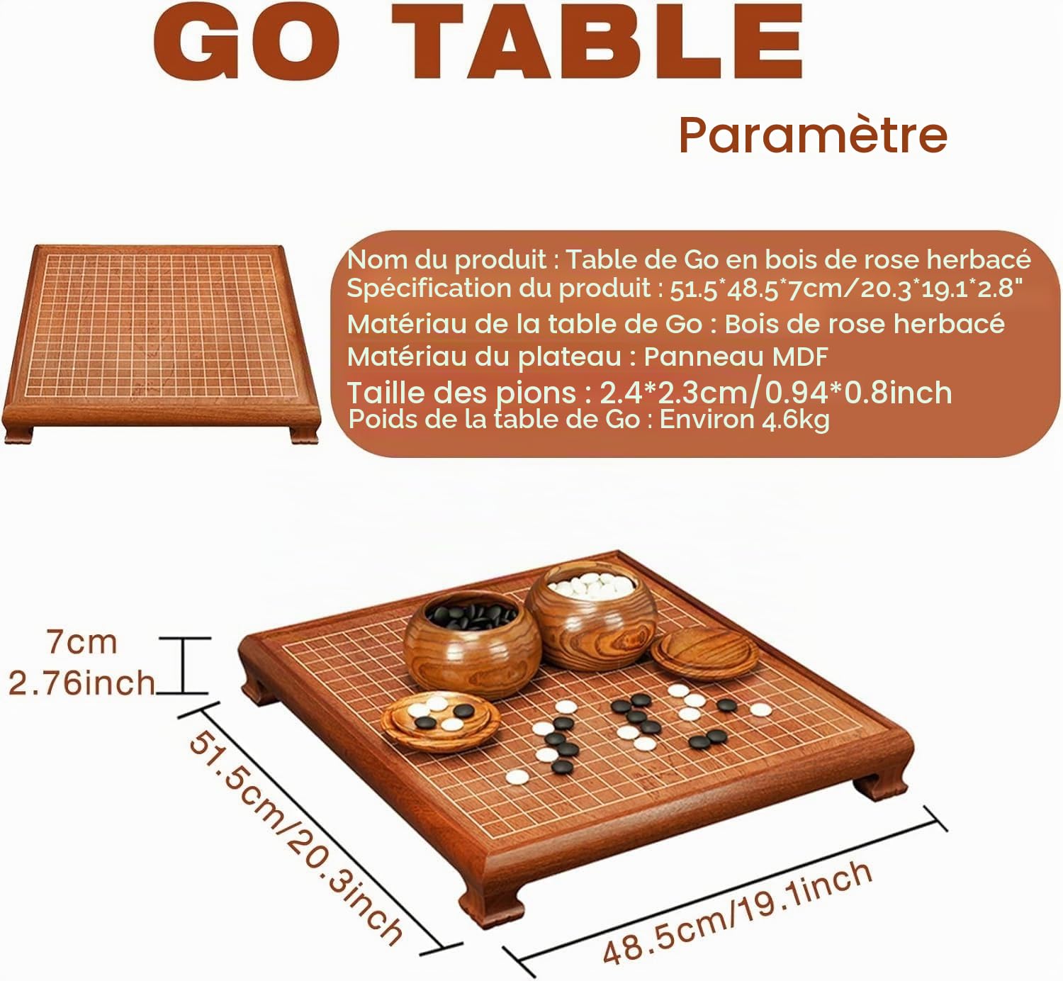Jeu De Go Magnétique 19x19 Pliable – Plateau De Luxe Avec Pierres Convexes, Set Voyage Stratégie Éducatif Pour Enfants & Adultes
